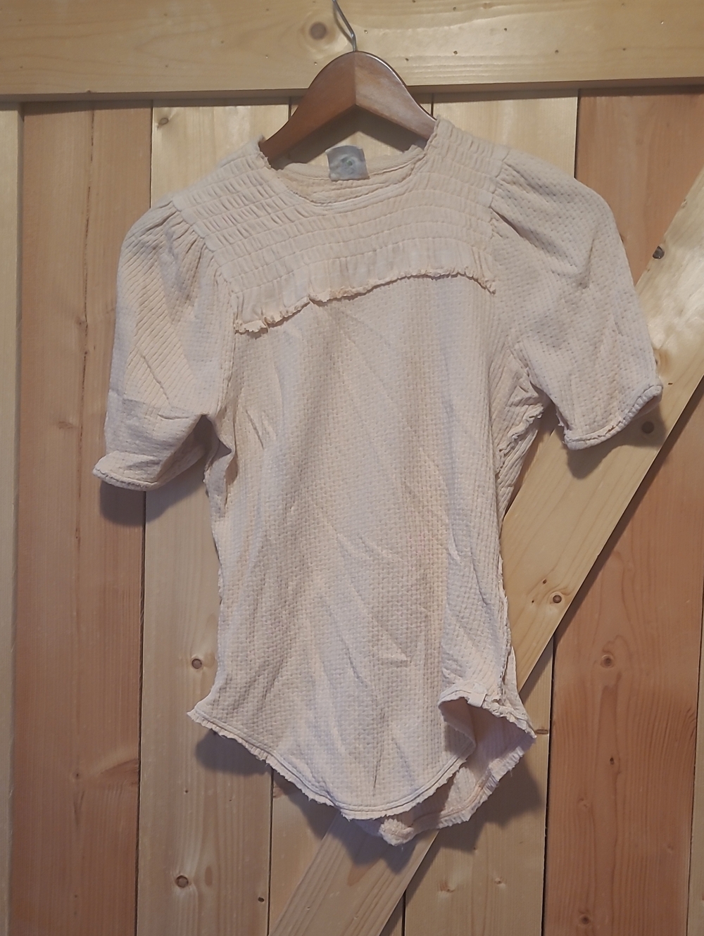 We The Free Light Pink Short Sleeve Textured Women's Top